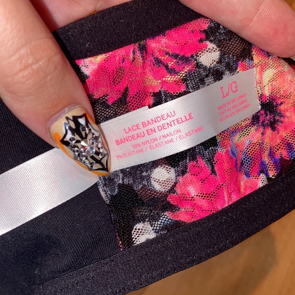 NWOT- VICTORIAS SECRET PINK FLORAL LACE BANDEAU- SIZE LARGE - Picture 6 of 6